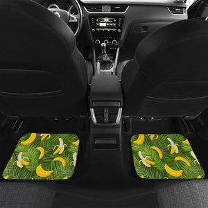 Green Tropical Banana Pattern Print Front and Back Car Floor Mats