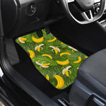 Green Tropical Banana Pattern Print Front and Back Car Floor Mats