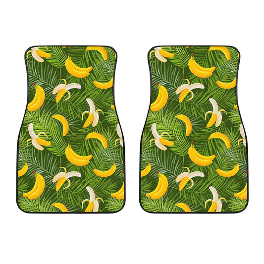Green Tropical Banana Pattern Print Front Car Floor Mats