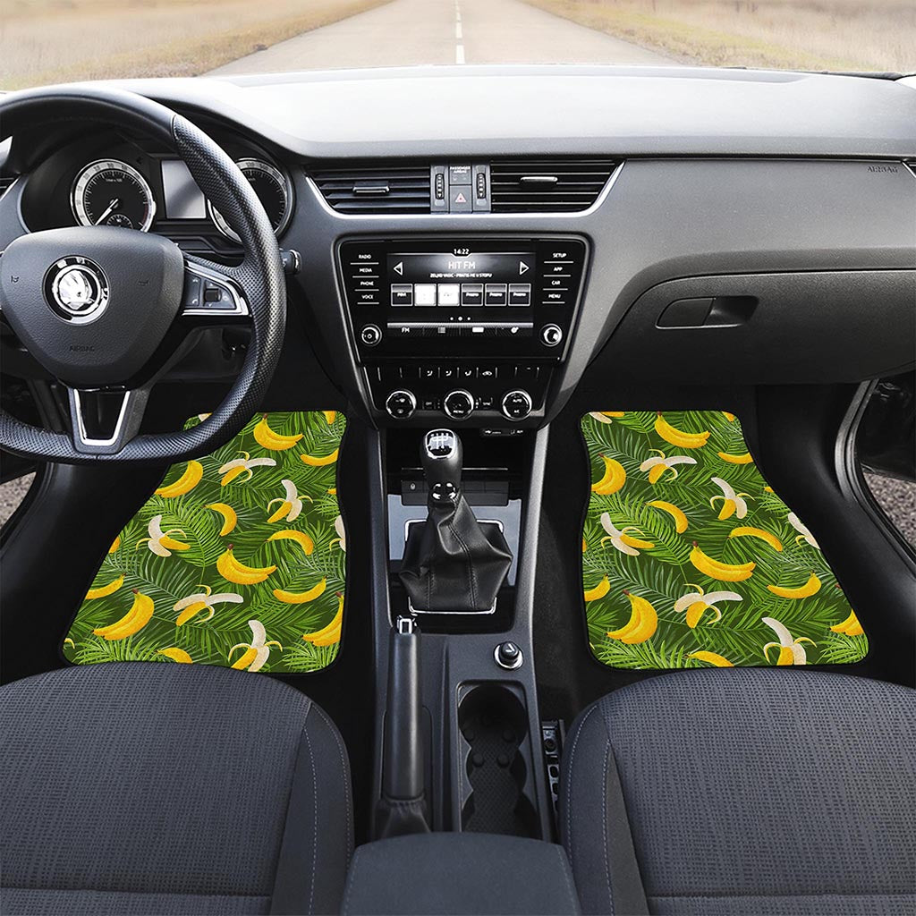 Green Tropical Banana Pattern Print Front Car Floor Mats