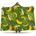 Green Tropical Banana Pattern Print Hooded Blanket