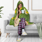 Green Tropical Banana Pattern Print Hooded Blanket