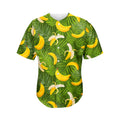 Green Tropical Banana Pattern Print Men's Baseball Jersey