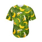 Green Tropical Banana Pattern Print Men's Baseball Jersey
