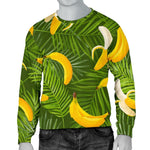 Green Tropical Banana Pattern Print Men's Crewneck Sweatshirt GearFrost