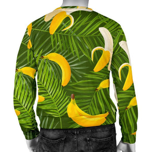 Green Tropical Banana Pattern Print Men's Crewneck Sweatshirt GearFrost