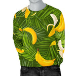 Green Tropical Banana Pattern Print Men's Crewneck Sweatshirt GearFrost