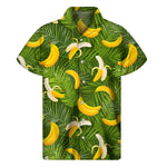 Green Tropical Banana Pattern Print Men's Short Sleeve Shirt