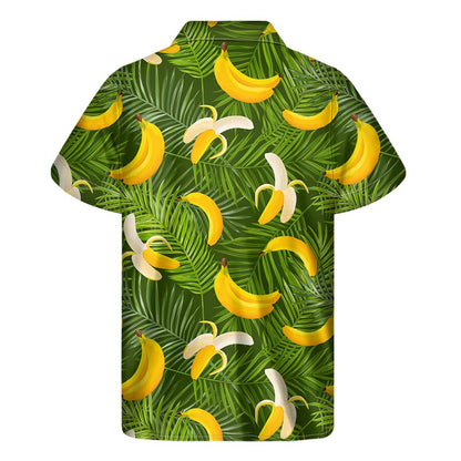 Green Tropical Banana Pattern Print Men's Short Sleeve Shirt