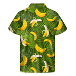 Green Tropical Banana Pattern Print Men's Short Sleeve Shirt