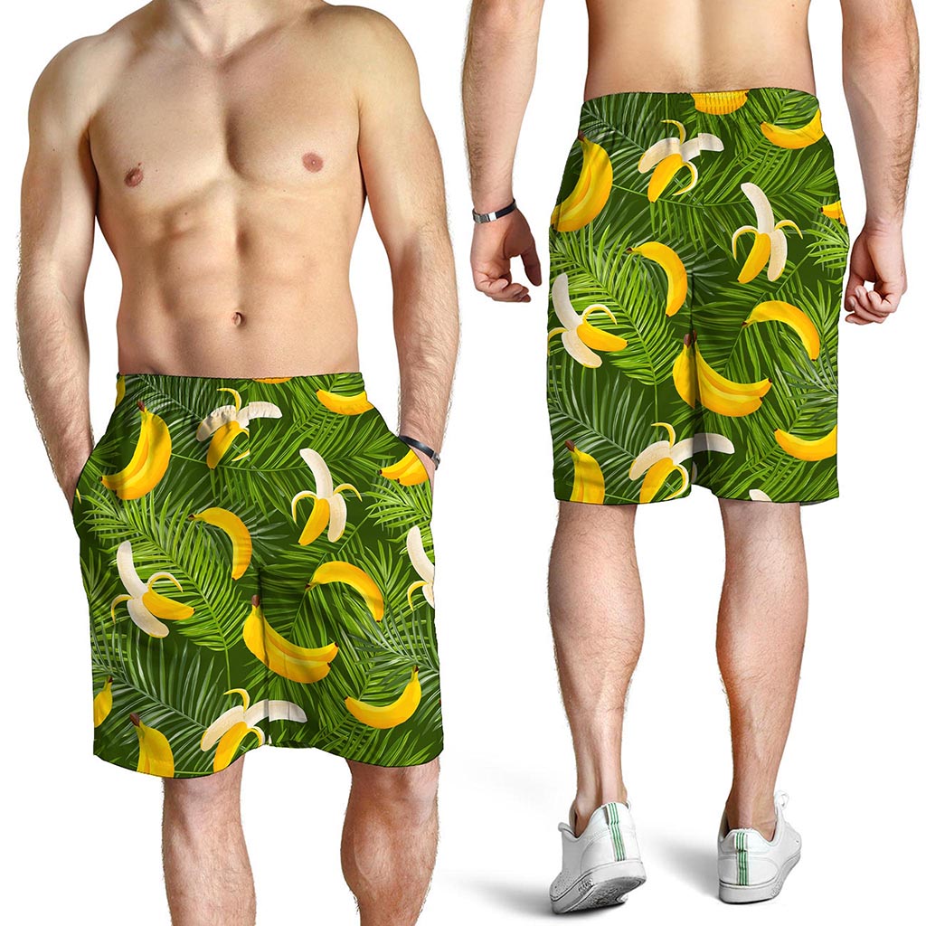 Green Tropical Banana Pattern Print Men's Shorts