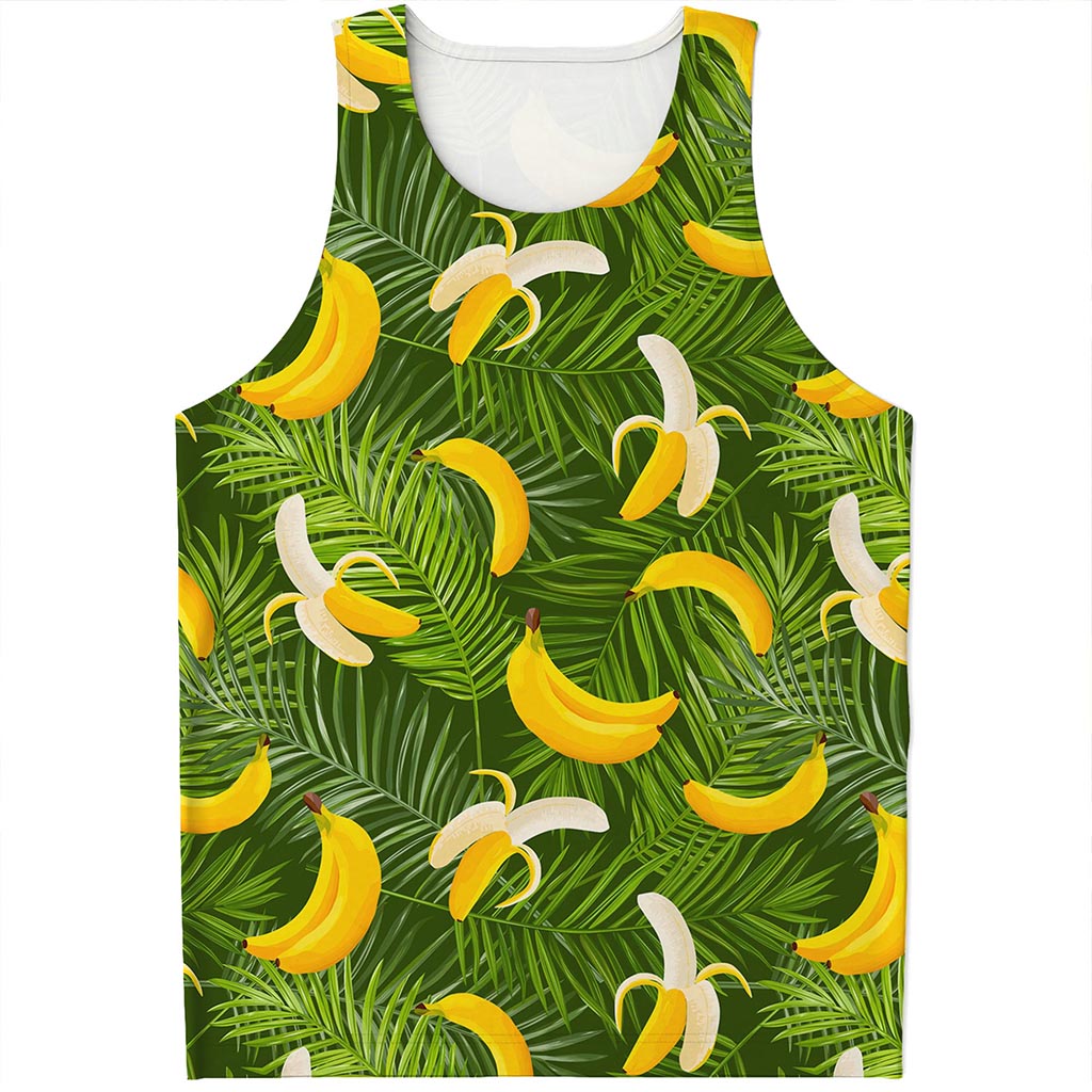 Green Tropical Banana Pattern Print Men's Tank Top