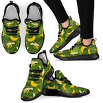 Green Tropical Banana Pattern Print Mesh Knit Shoes GearFrost