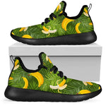 Green Tropical Banana Pattern Print Mesh Knit Shoes GearFrost