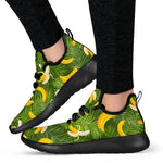 Green Tropical Banana Pattern Print Mesh Knit Shoes GearFrost