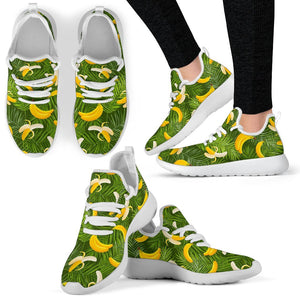 Green Tropical Banana Pattern Print Mesh Knit Shoes GearFrost