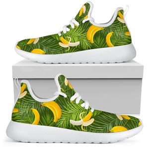 Green Tropical Banana Pattern Print Mesh Knit Shoes GearFrost