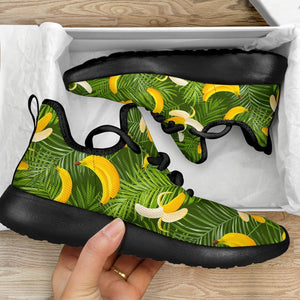 Green Tropical Banana Pattern Print Mesh Knit Shoes GearFrost