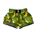 Green Tropical Banana Pattern Print Muay Thai Boxing Shorts