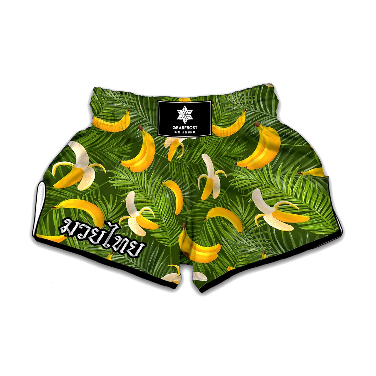 Green Tropical Banana Pattern Print Muay Thai Boxing Shorts