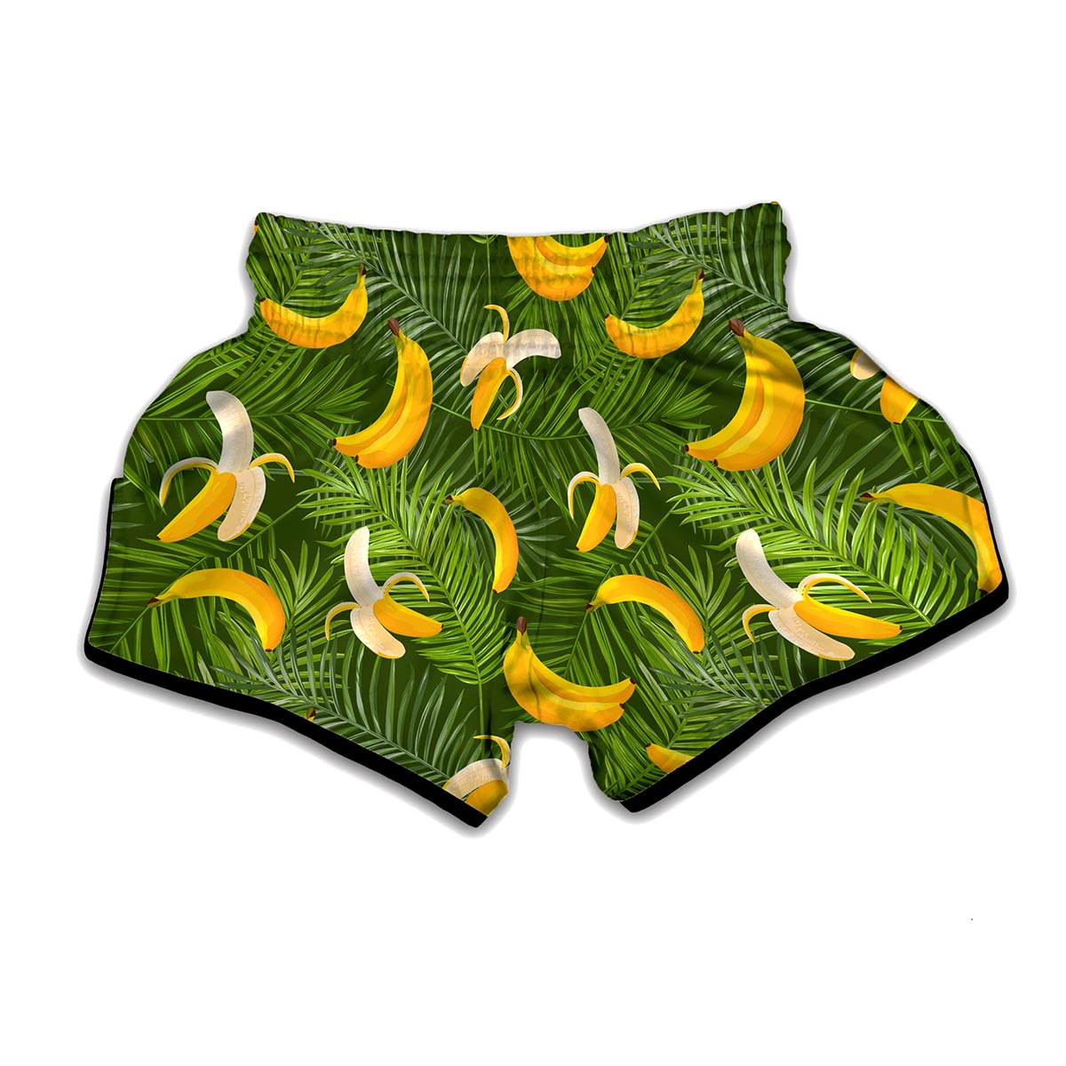 Green Tropical Banana Pattern Print Muay Thai Boxing Shorts