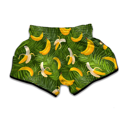 Green Tropical Banana Pattern Print Muay Thai Boxing Shorts
