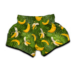 Green Tropical Banana Pattern Print Muay Thai Boxing Shorts