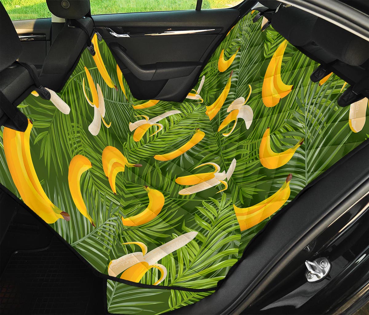 Green Tropical Banana Pattern Print Pet Car Back Seat Cover