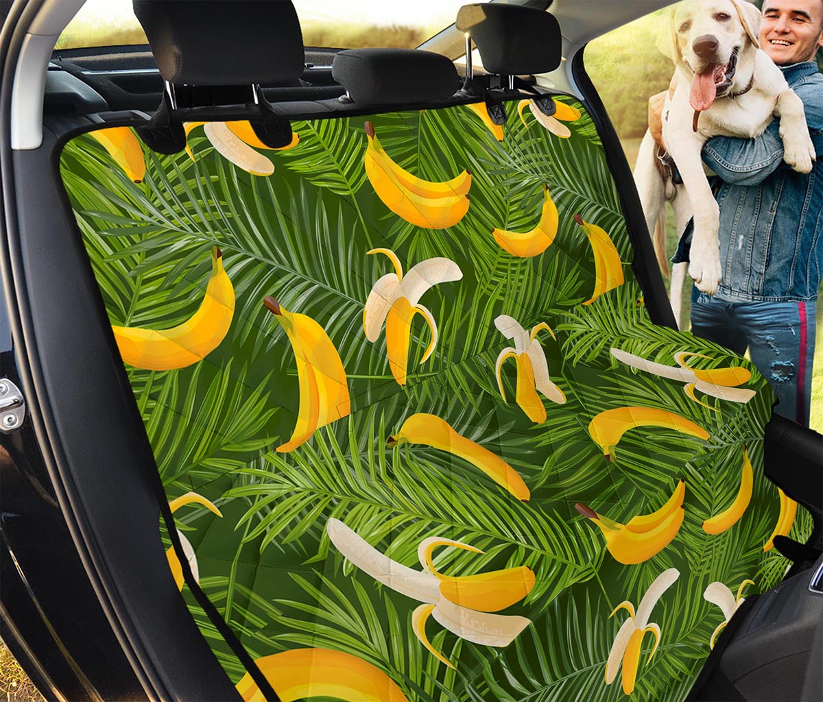 Green Tropical Banana Pattern Print Pet Car Back Seat Cover