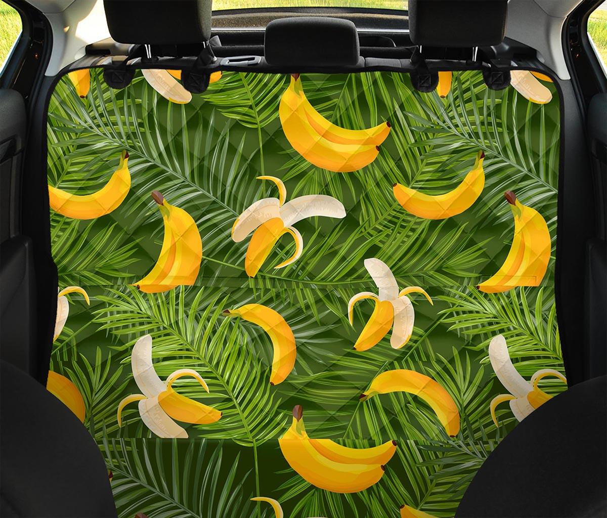 Green Tropical Banana Pattern Print Pet Car Back Seat Cover