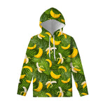 Green Tropical Banana Pattern Print Pullover Hoodie