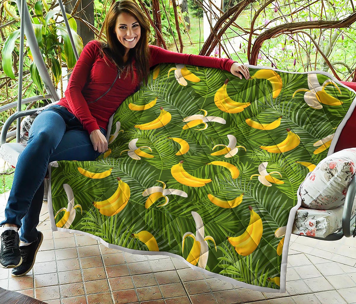 Green Tropical Banana Pattern Print Quilt