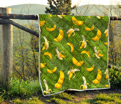 Green Tropical Banana Pattern Print Quilt