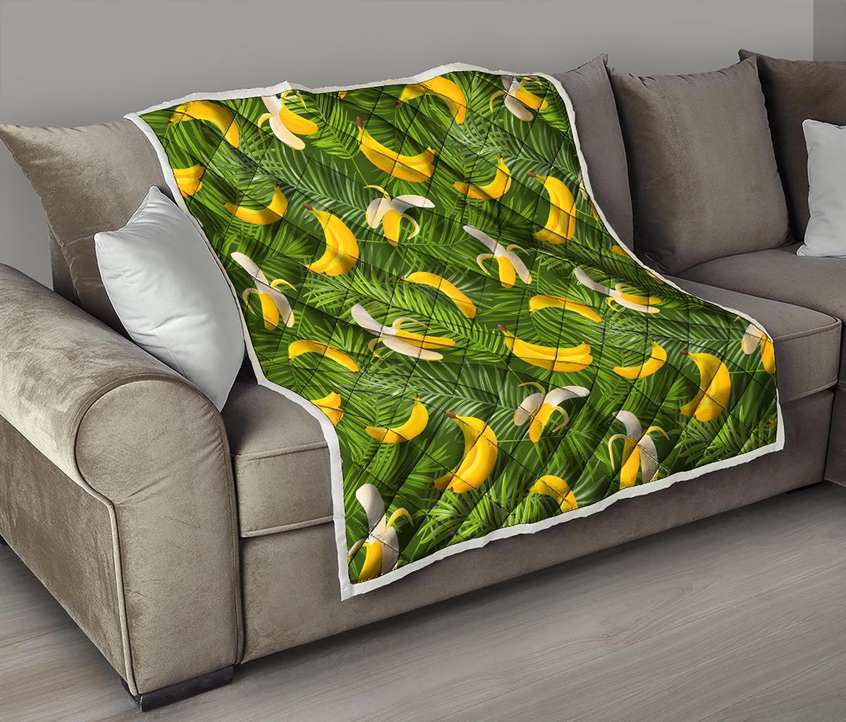 Green Tropical Banana Pattern Print Quilt
