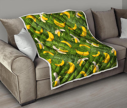 Green Tropical Banana Pattern Print Quilt