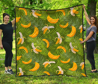 Green Tropical Banana Pattern Print Quilt
