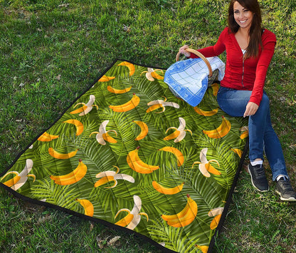 Green Tropical Banana Pattern Print Quilt
