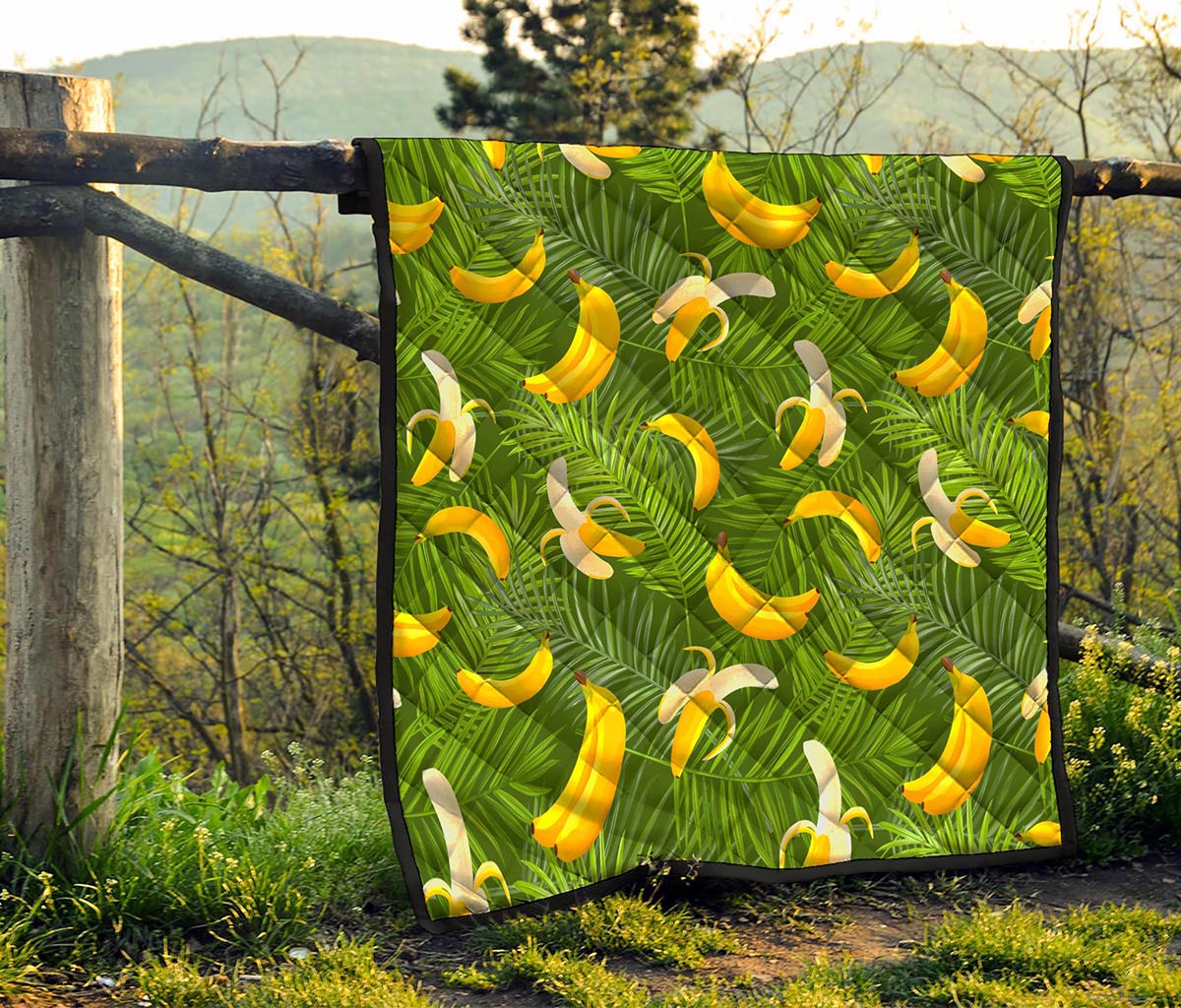 Green Tropical Banana Pattern Print Quilt