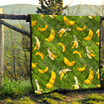 Green Tropical Banana Pattern Print Quilt