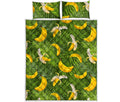 Green Tropical Banana Pattern Print Quilt Bed Set