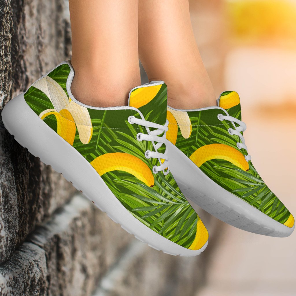 Green Tropical Banana Pattern Print Sport Shoes GearFrost