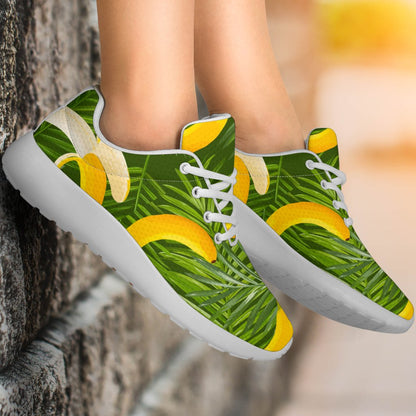 Green Tropical Banana Pattern Print Sport Shoes GearFrost
