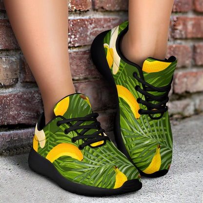 Green Tropical Banana Pattern Print Sport Shoes GearFrost