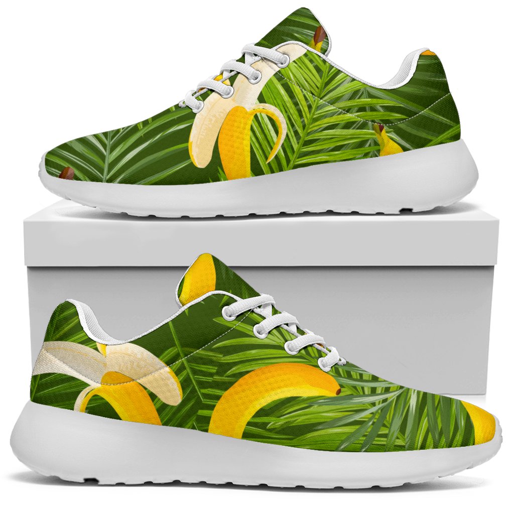 Green Tropical Banana Pattern Print Sport Shoes GearFrost