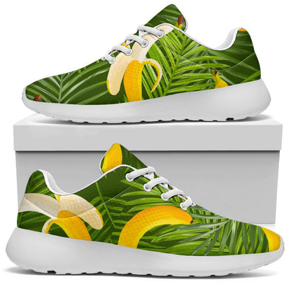 Green Tropical Banana Pattern Print Sport Shoes GearFrost
