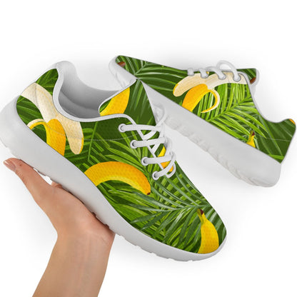 Green Tropical Banana Pattern Print Sport Shoes GearFrost