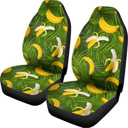 Green Tropical Banana Pattern Print Universal Fit Car Seat Covers