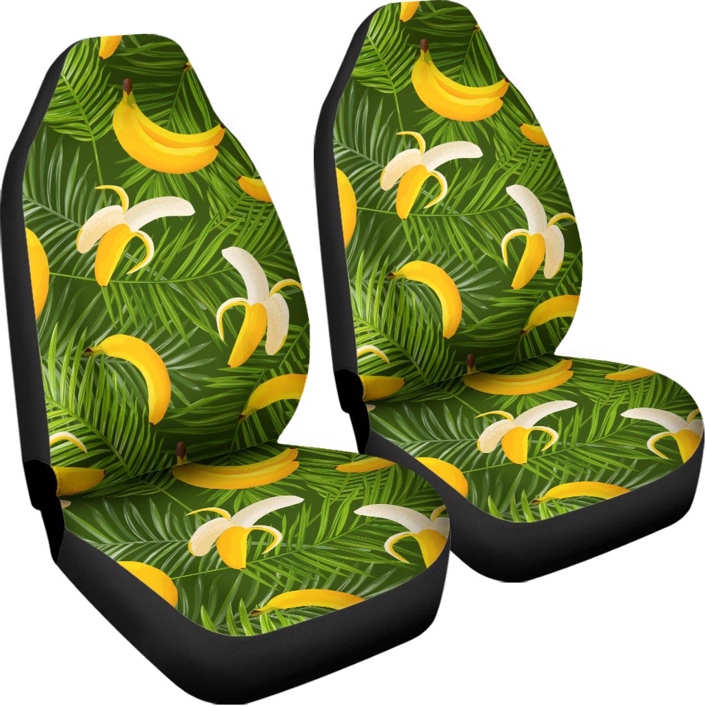 Green Tropical Banana Pattern Print Universal Fit Car Seat Covers