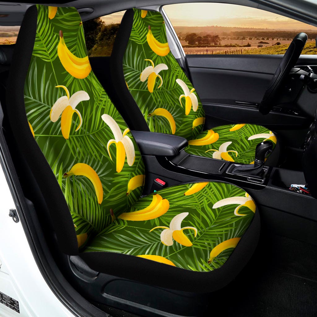 Green Tropical Banana Pattern Print Universal Fit Car Seat Covers
