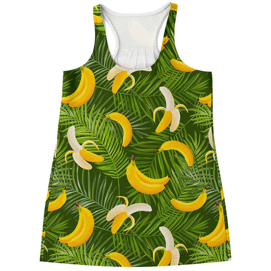 Green Tropical Banana Pattern Print Women's Racerback Tank Top